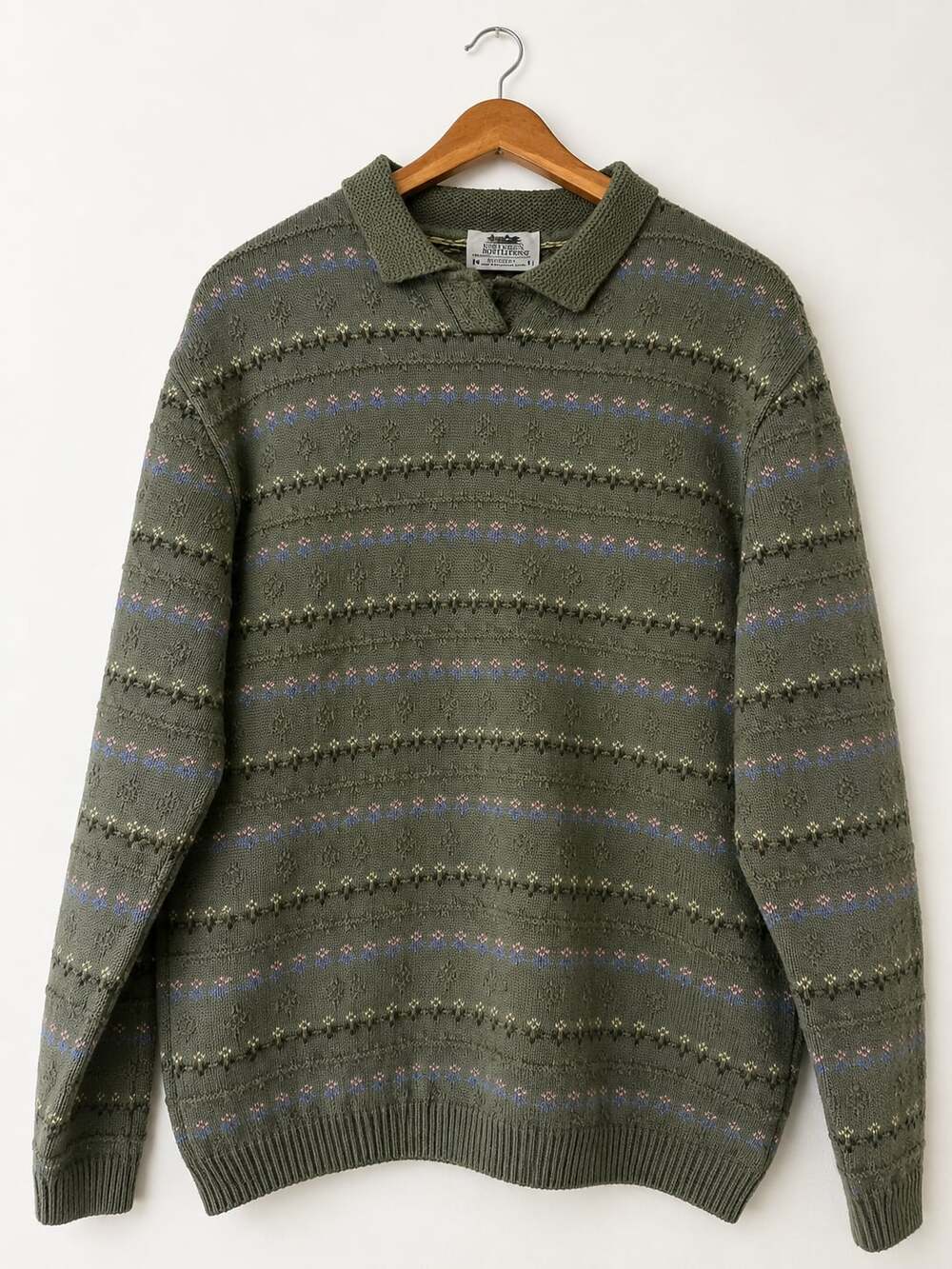 L Vintage Fair Isle northern reflections granny style sweater
